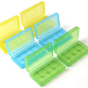 18650 Battery Protective Case, Each holds 2pcs 18650 battery, 2*Blue+2*Green+2*Yellow